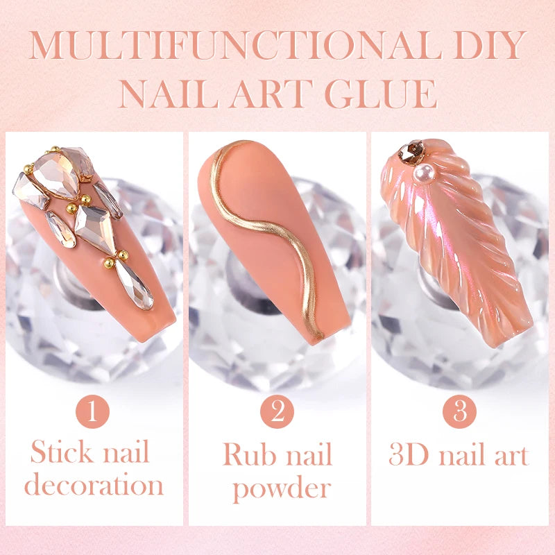 BORN PRETTY 30ml Rhinestones Glue Nail Gel Polish For Manicure Transparent Nail Art Sticky Gel Strong Jewelry Decorations