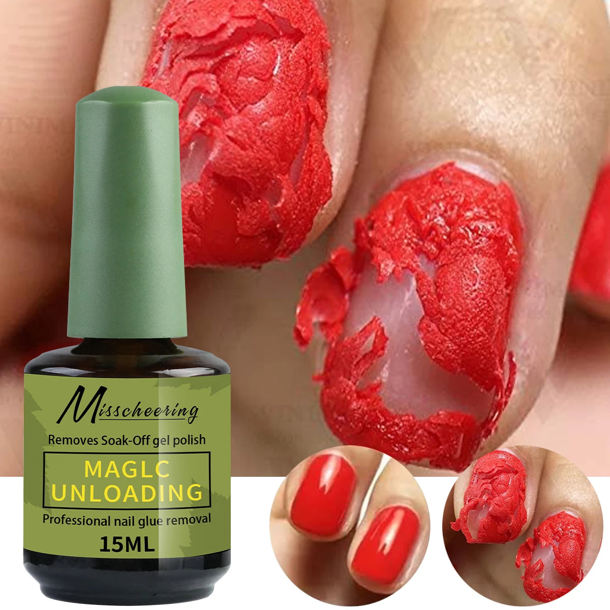 Misscheering 15ml Magic Fast Nail Gel Polish Remover Clean UV Soak Off Semi Permanent Varnish Nail Art Removal Tools Manicure