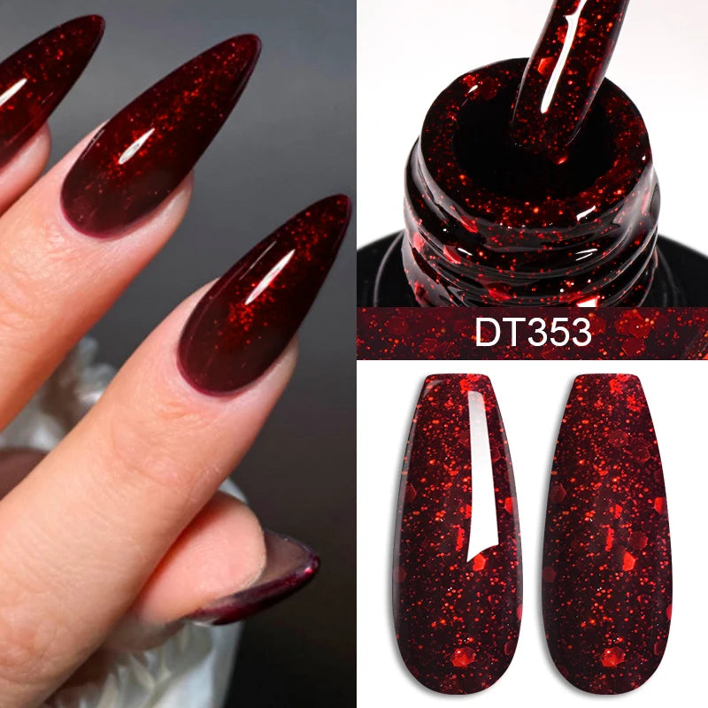 7ml Burgundy Crimson Nail Gel Polish, High Pigment, Non Streak, Long Lasting, UV LED Soak Off Nail Art Gel for Home Salon DIY
