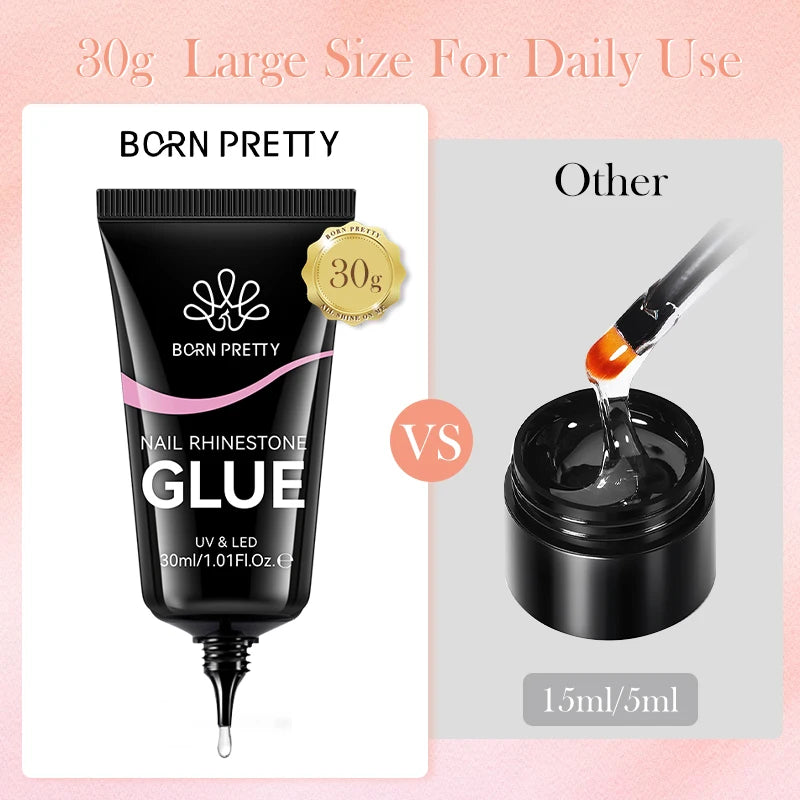 BORN PRETTY 30ml Rhinestones Glue Nail Gel Polish For Manicure Transparent Nail Art Sticky Gel Strong Jewelry Decorations